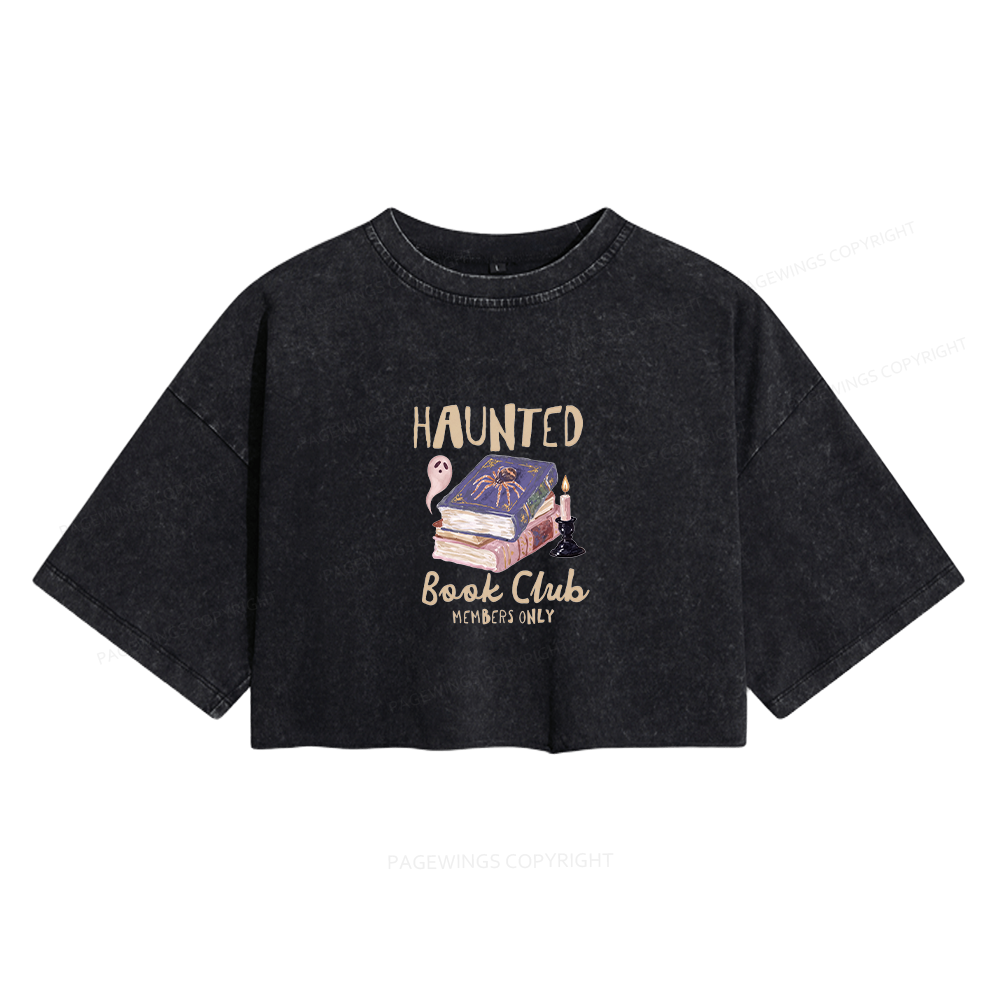 Pagewings Haunted Book Women's Washed Cropped T-shirt