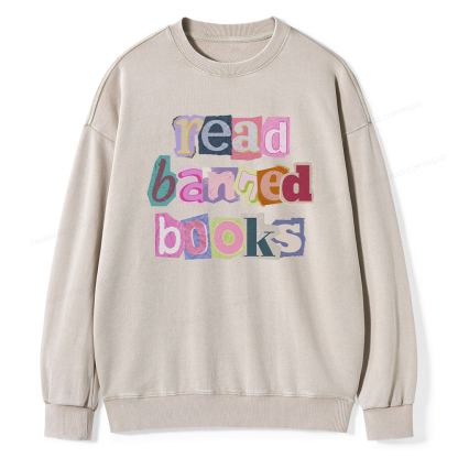 Pagewings Read Banned Books Unisex Washed Sweatshirt