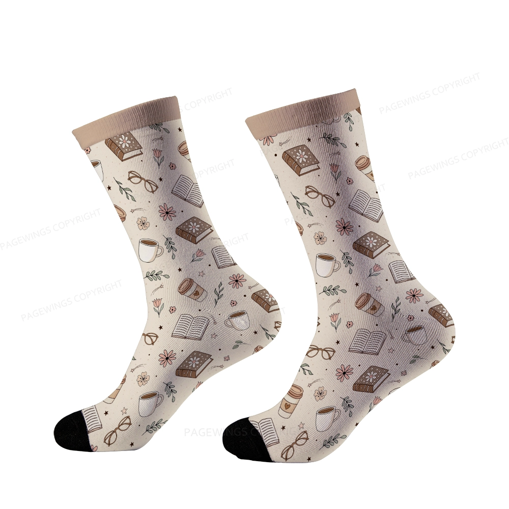 Pagewings Coffee book Rainy Day Unisex Socks