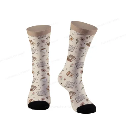 Pagewings Coffee book Rainy Day Unisex Socks
