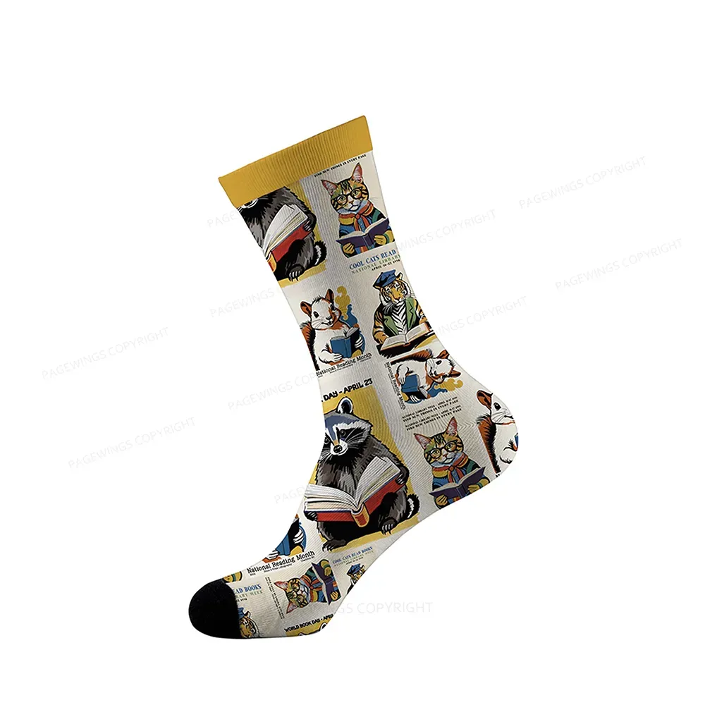 Pagewings Cool Cats Read Books National Library Week Socks