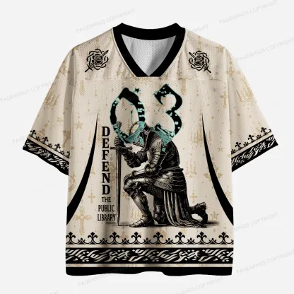 Pagewings Defend The Public Library Unisex Mesh Jersey