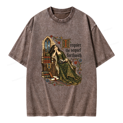 Pagewings Medieval Reading Unisex Washed T-shirt