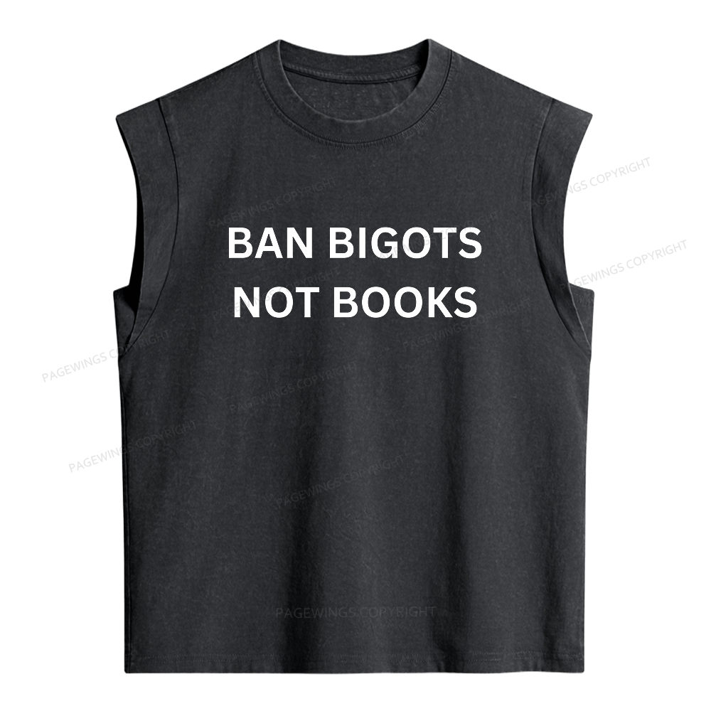 Pagewings Ban Bigots Not Books Women's Washed Tank Top