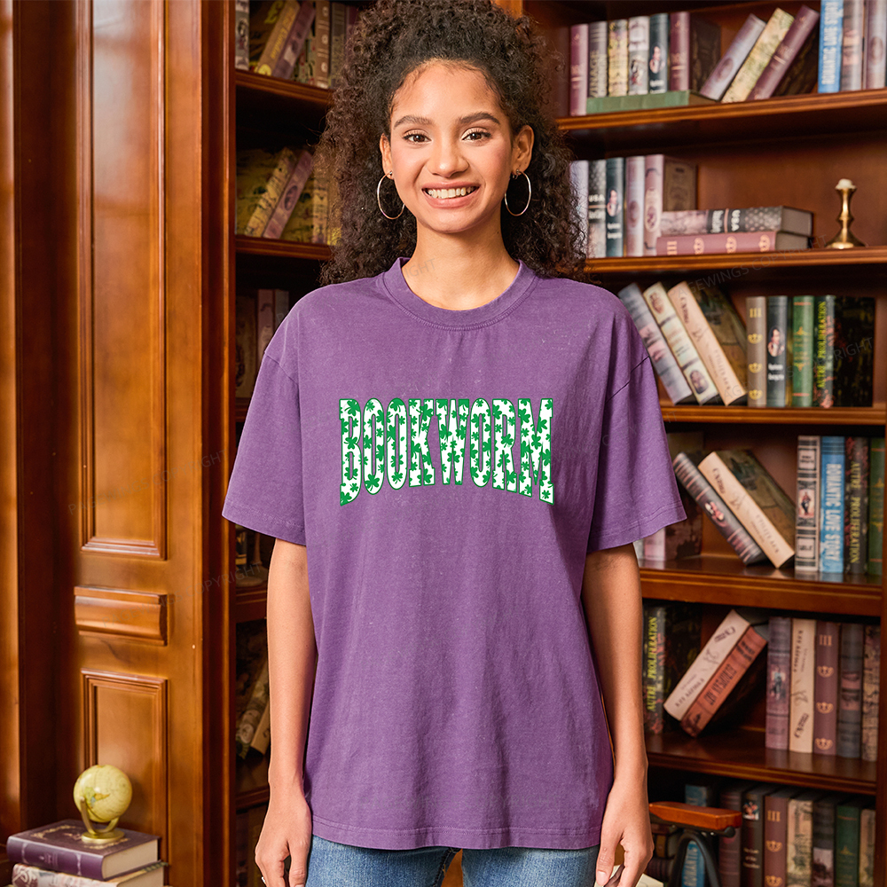 Pagewings St. Patricks Day Bookworm Unisex Washed T-shirt