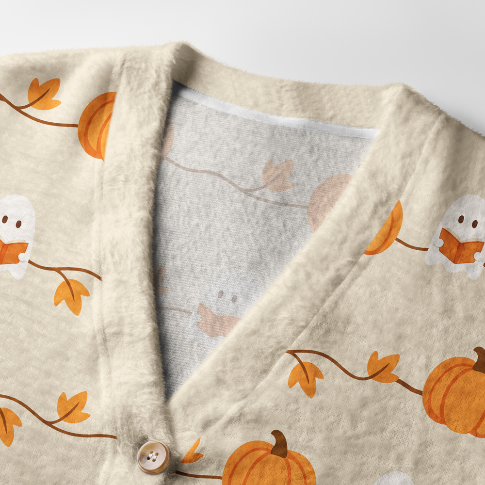 Pagewings Ghosts Love Reading Light Knit Unisex Cardigan Sweaters