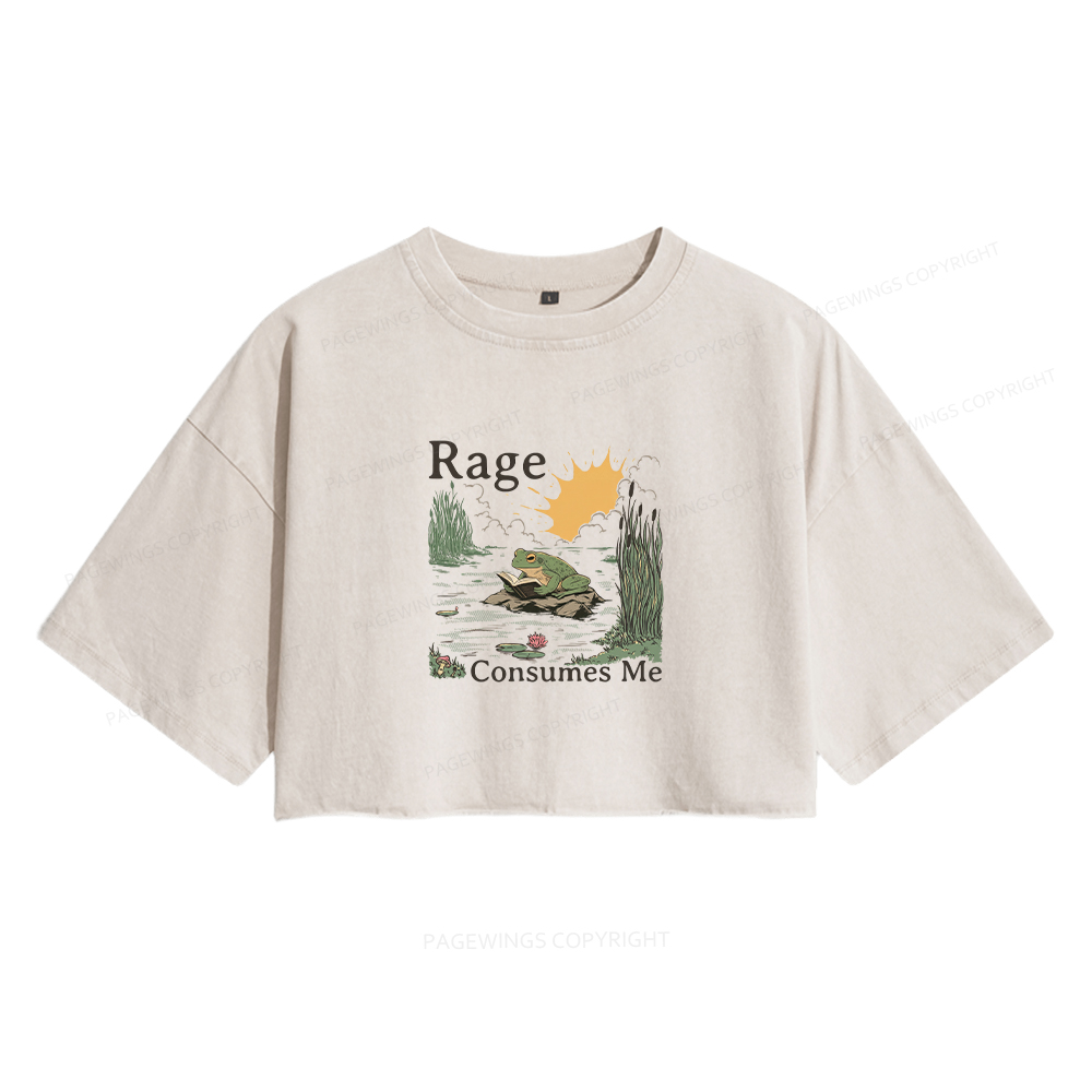 Pagewings Rage Consumes Me Women's Washed Cropped T-shirt
