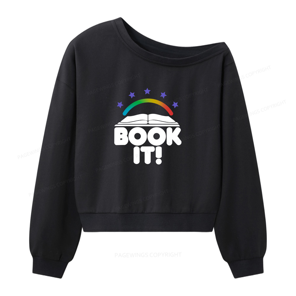Pagewings Book It Women Off  Shoulder Sweatshirt