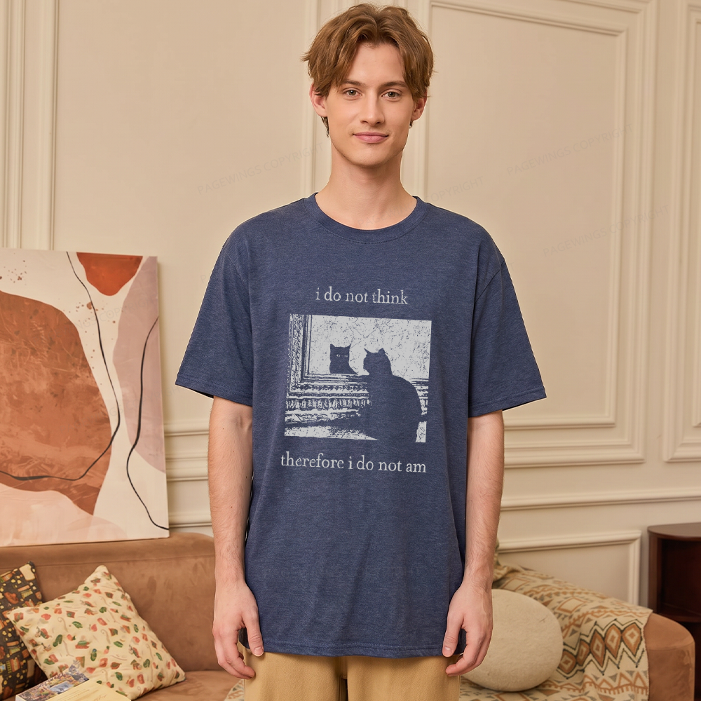 Pagewings Soft I Do Not Think Therefore I Do Not Am 13719 Bookish Unisex Heather T-Shirt