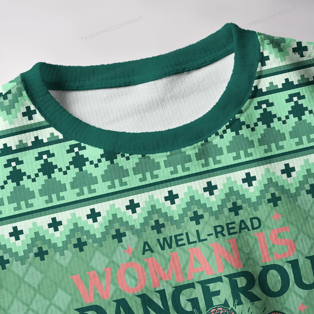 Pagewings A Well-Read Woman Is A Dangerous Creature Unisex Ugly Knit Sweatshirt