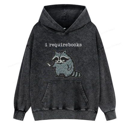 Pagewings I Require Books Unisex Washed Hoodie