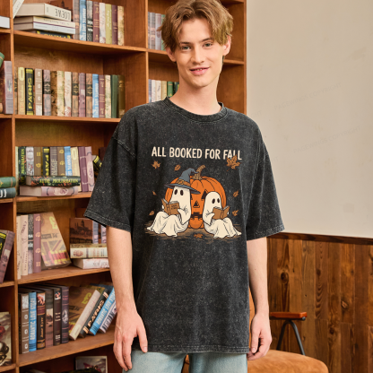 Pagewings All Booked For Fall Unisex Washed T-shirt