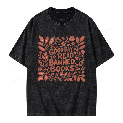 Pagewings It‘s A Good Day To Read Banned Books Unisex Washed T-shirt