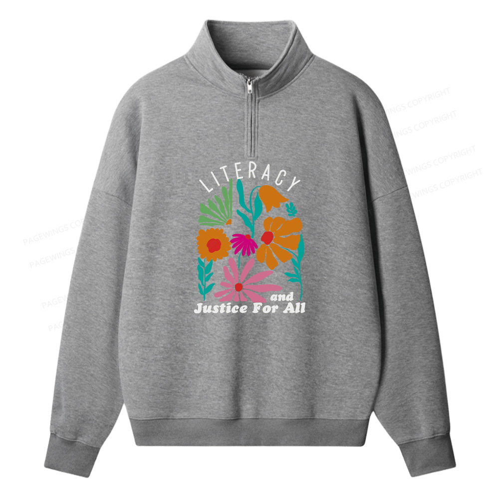 Pagewings Literacy And Justice Unisex Half Zip Fleece Sweatshirt 
