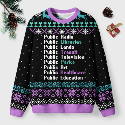 Pagewings Public Libraries Unisex Ugly Light Knit Sweatshirt