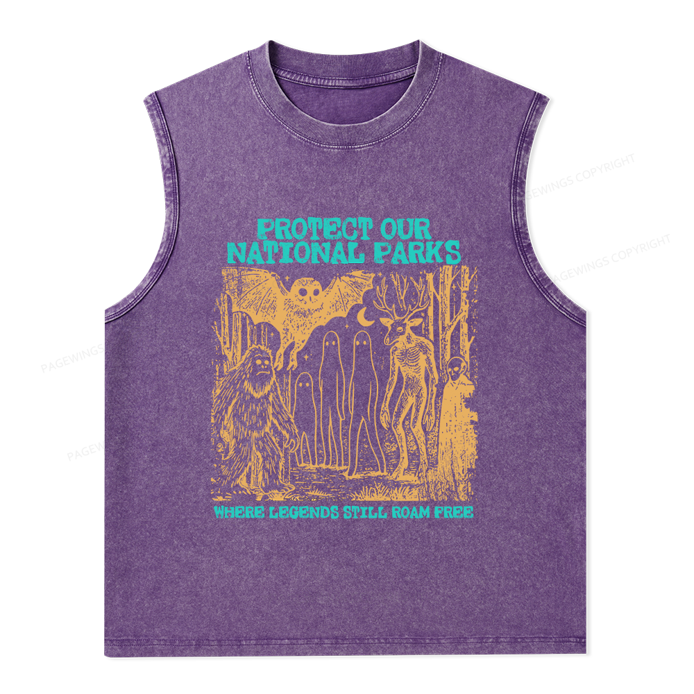 Pagewings Protect Our Parks Vintage Camping Unisex Washed Tank Top