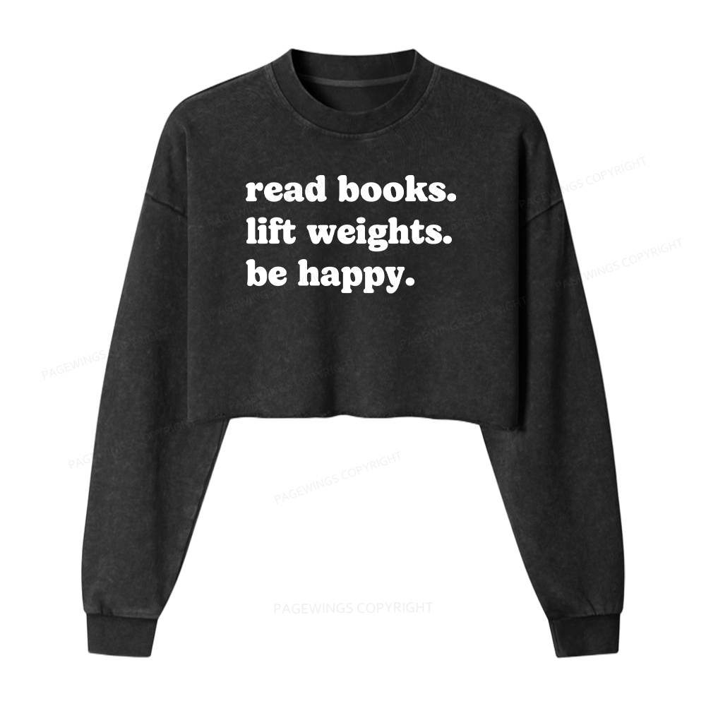 Pagewings Book Lover Gym Washed Crop Sweatshirt