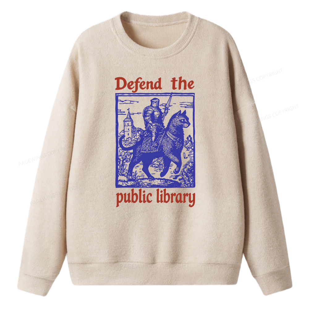 Pagewings Defend the Public Library Unisex Knit Sweatshirt