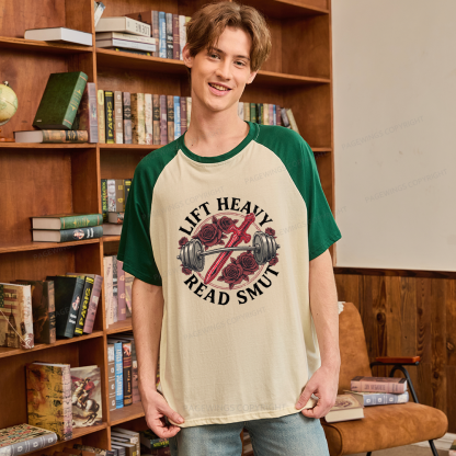 Pagewings Lift Heavy Read Smut Raglan T-shirt