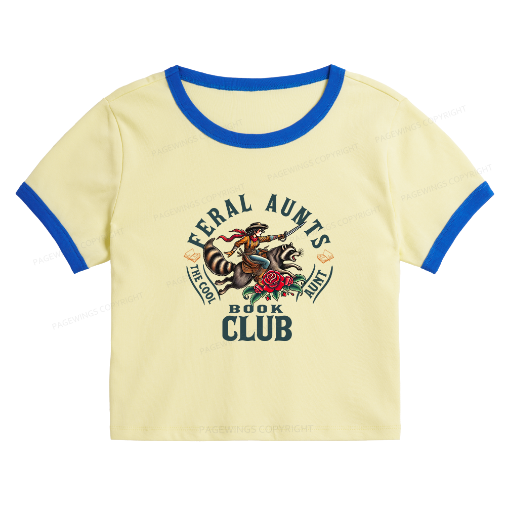 Pagewings Feral Aunt Social Book Club Baby Tee Cropped Ringer T-Shirt