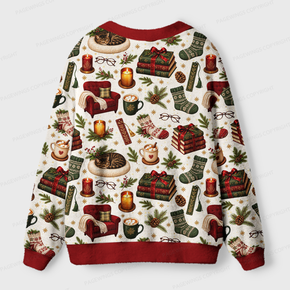 Pagewings Christmas reading Light Knit Unisex Cardigan Sweaters