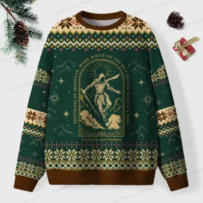 Pagewings Wore White On The Day He Was To Kill A King Unisex Ugly Knit Sweatshirt