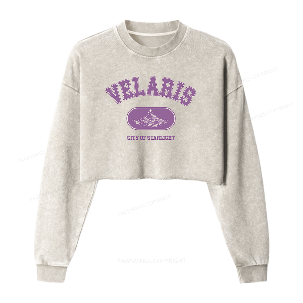 Pagewings Fantasy Book Lover Washed Crop Sweatshirt