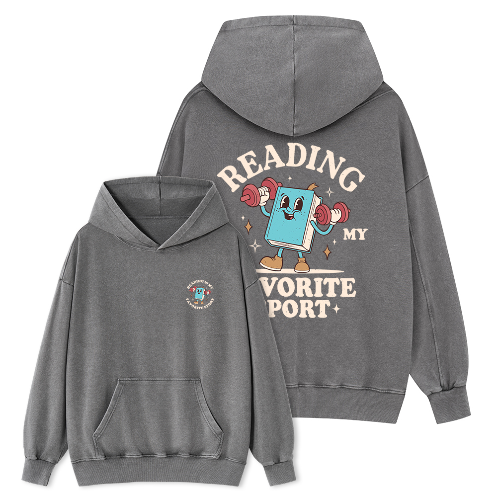 Pagewings Reading Is My Favorite Sport Unisex Washed Hoodie