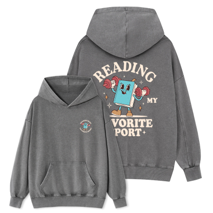 Pagewings Reading Is My Favorite Sport Unisex Washed Hoodie