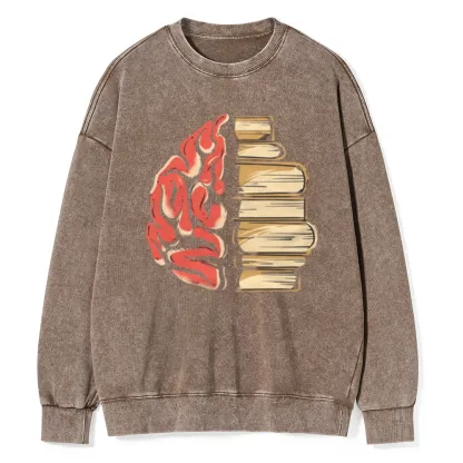 Pagewings  Book is Brain Unisex Washed Sweatshirt