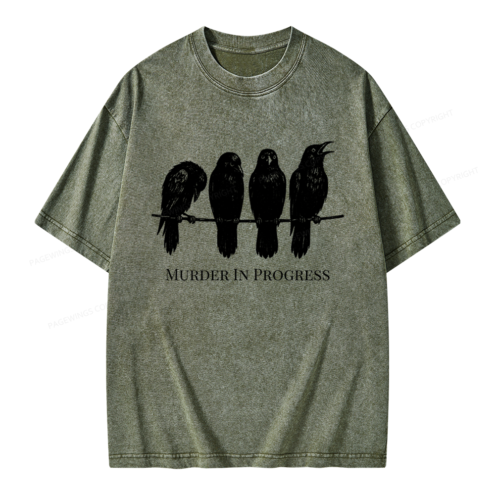 Pagewings Murder In Progress Unisex Washed T-shirt