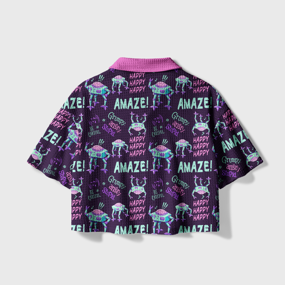 Pagewings Sci Fi Reader Camp Collar Boxy Fit Unisex Crochet Shirt