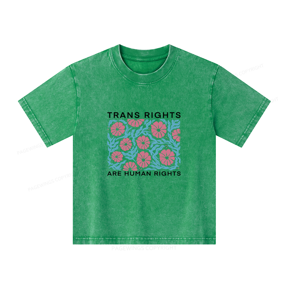 Pagewings Trans Rights Are Human Rights Unisex Kids Washed T-shirt