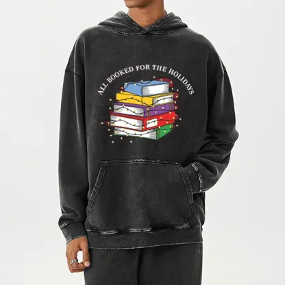 Pagewings Christmas All Booked For the Holidays Unisex Washed Hoodie