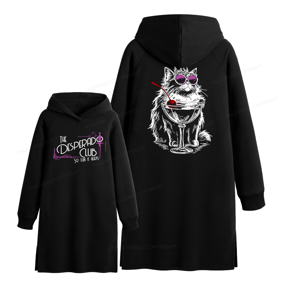 Pagewings Desperado Club Side-Slit Fleece Hoodie Dress