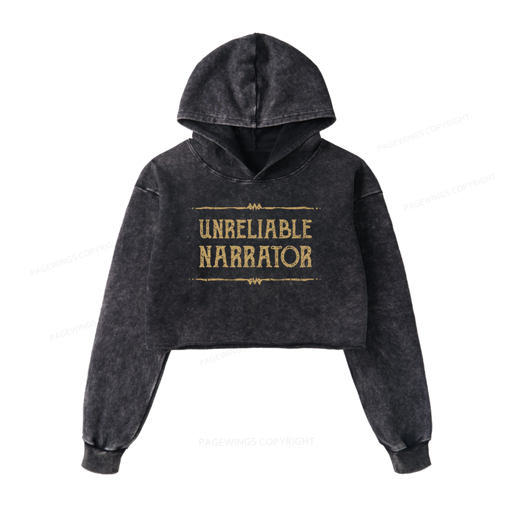 Pagewings Unreliable Narrator Washed Crop Hoodie