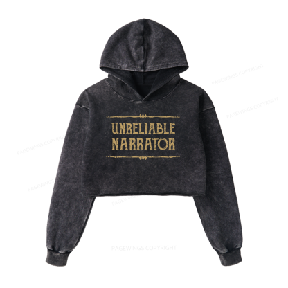 Pagewings Unreliable Narrator Washed Crop Hoodie