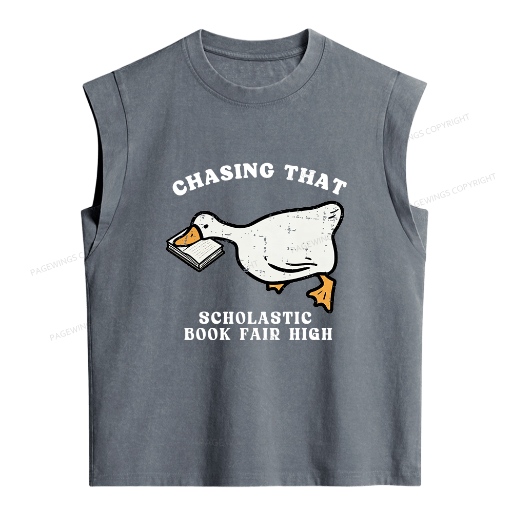 Pagewing Chasing That Scholastic Book Fair High Women's Washed Tank Top