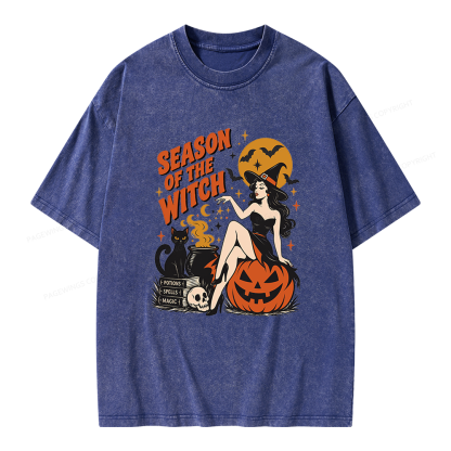 Pagewings Season Of The Witch Unisex Washed T-shirt
