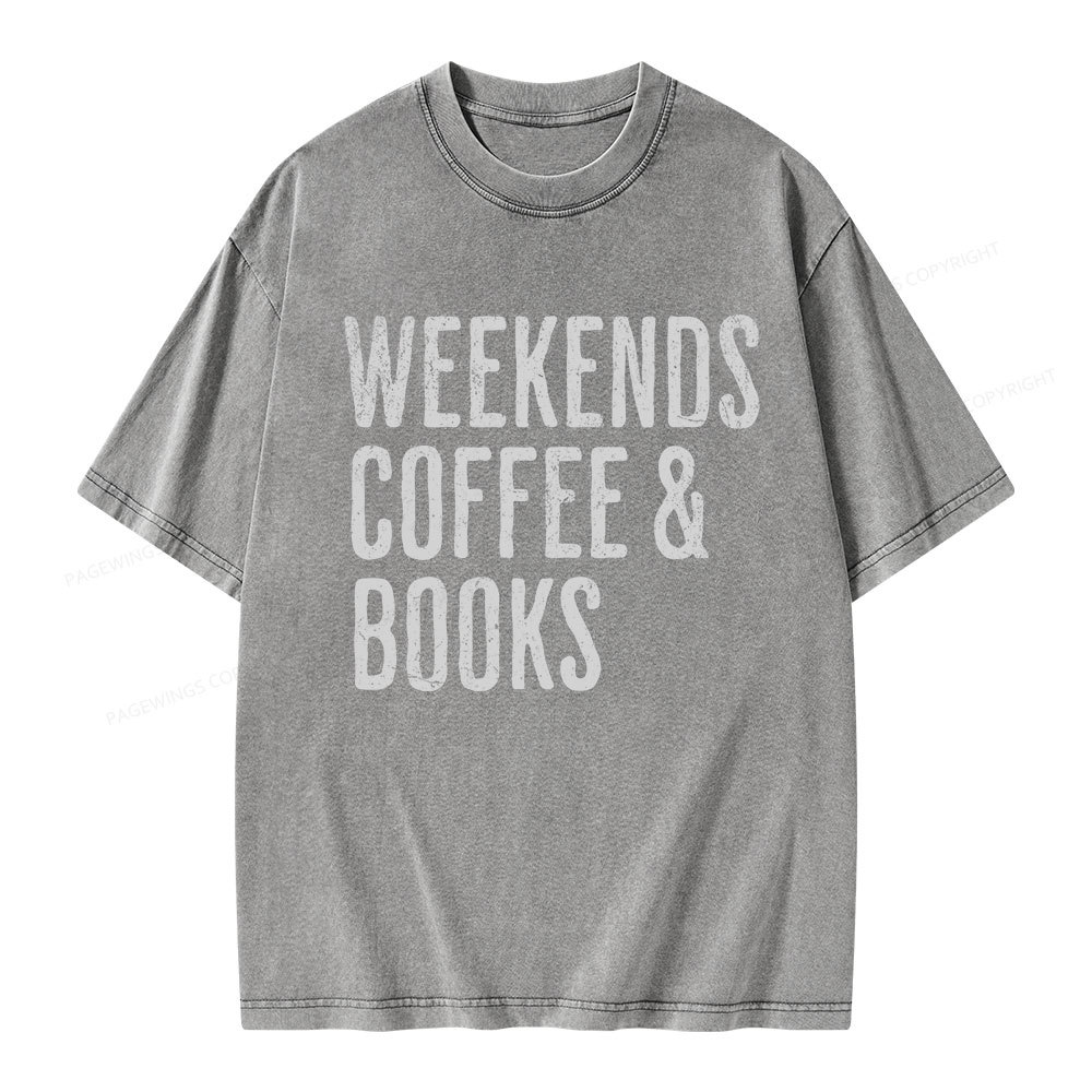 Pagewings Weekends Coffee And Books Unisex Washed T-shirt