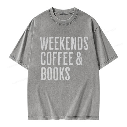 Pagewings Weekends Coffee And Books Unisex Washed T-shirt