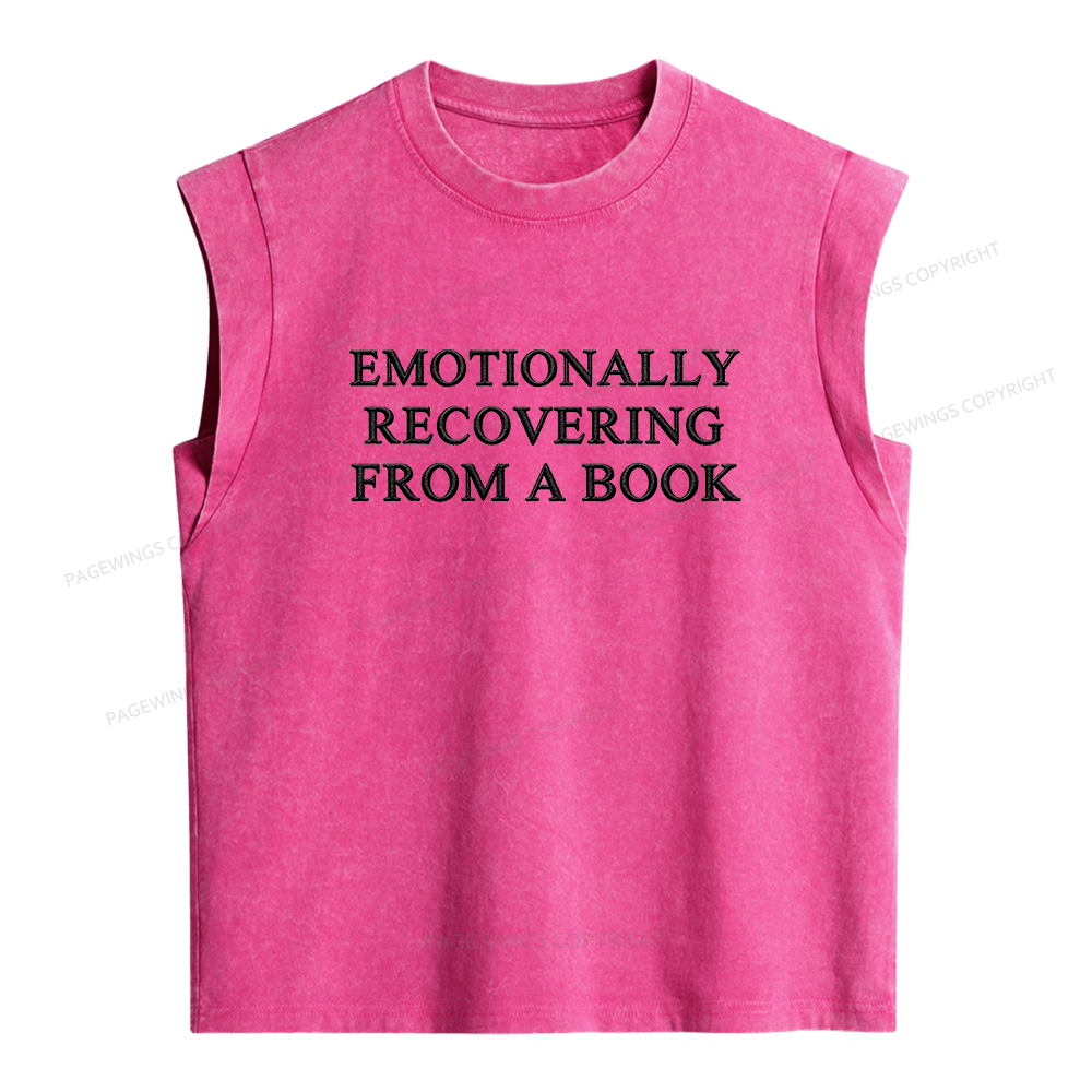 Pagewings Embroidered Emotionally Recovering From a Book Women's Washed Tank Top
