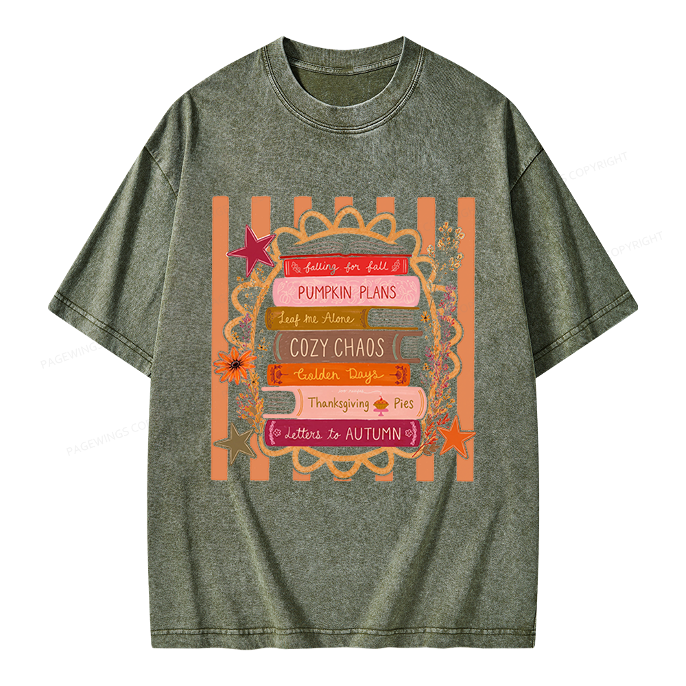 Pagewings All Booked For Fall Unisex Washed T-shirt
