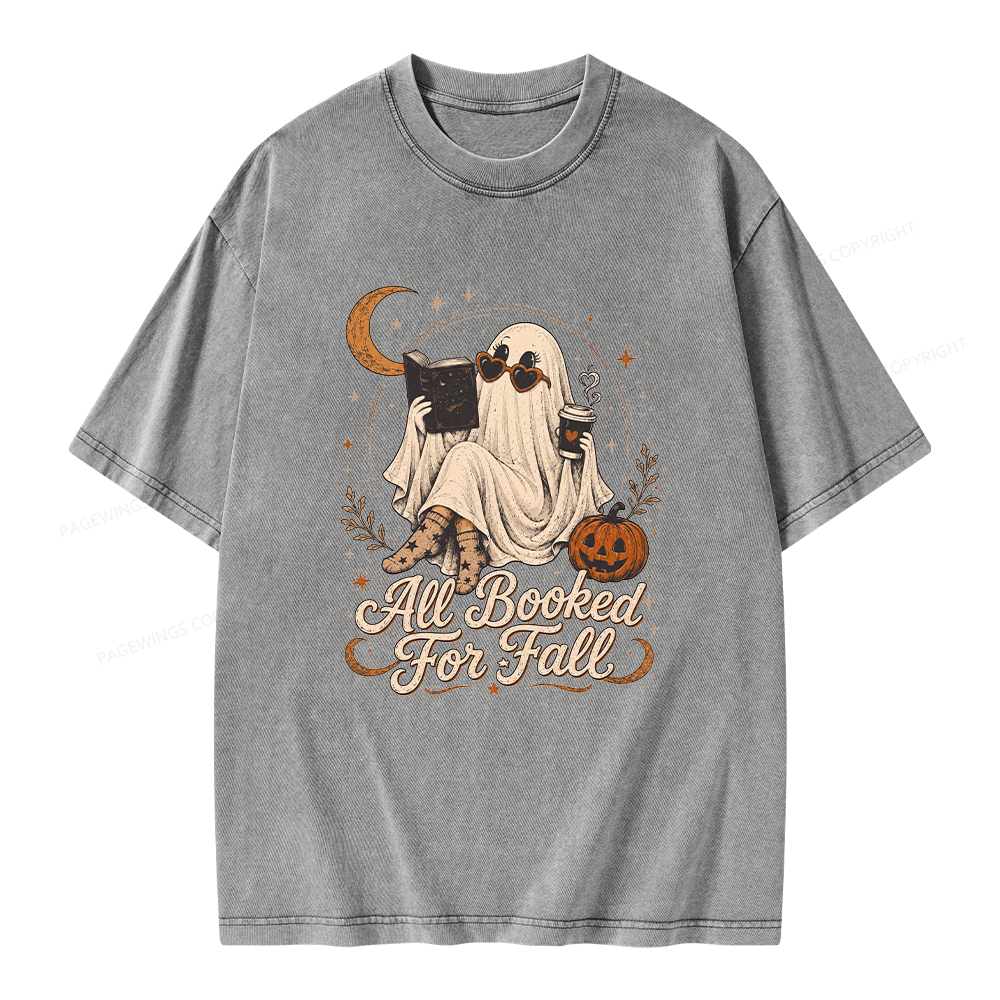Pagewings Ghost All Booked For Fall Unisex Washed T-shirt