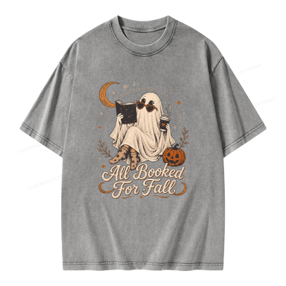Pagewings Ghost All Booked For Fall Unisex Washed T-shirt