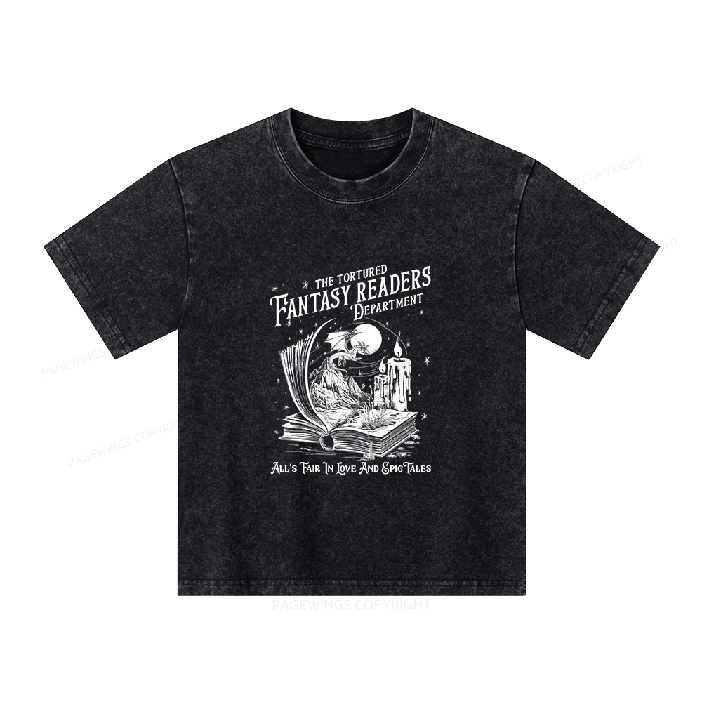 Pagewings The Tortured Fantasy Readers Department Unisex Kids Washed T-shirt