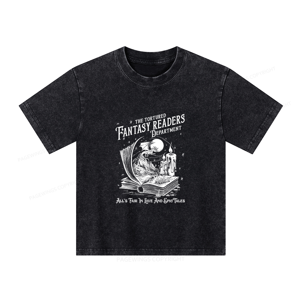 Pagewings The Tortured Fantasy Readers Department Unisex Kids Washed T-shirt