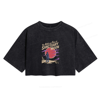 Pagewings The Rise And Fall Of Sanctuary Moon Women's Washed Cropped T-shirt