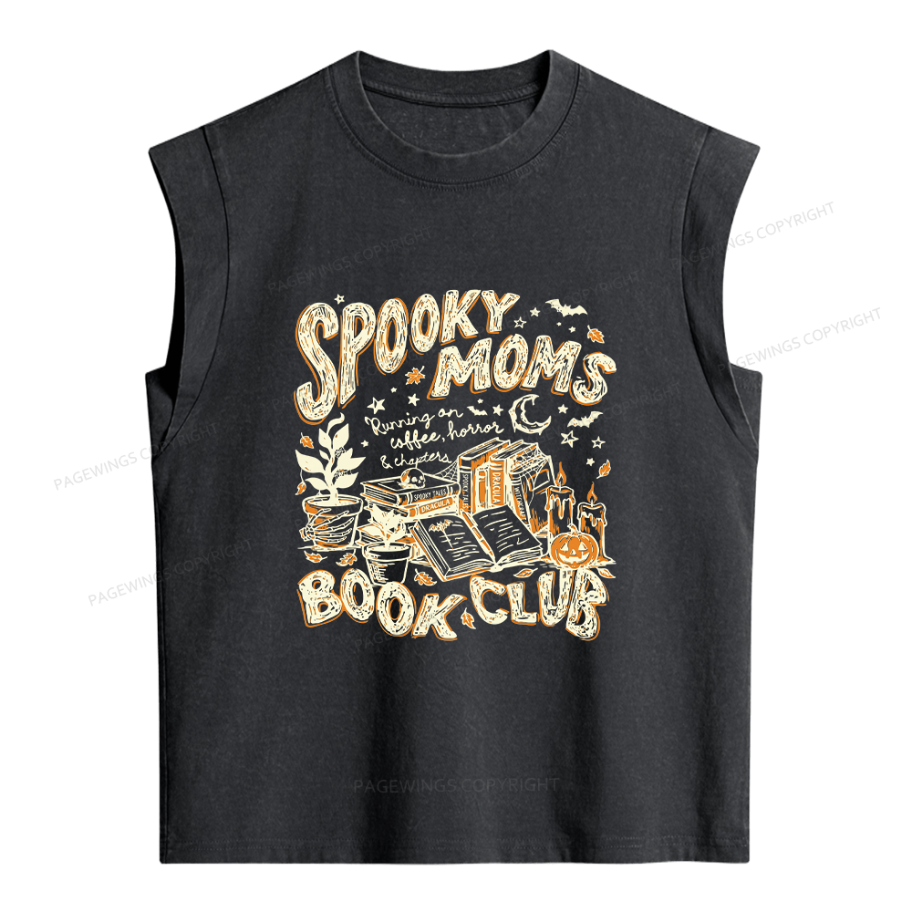Pagewings Spooky Moms Book Club Women's Washed Tank Top