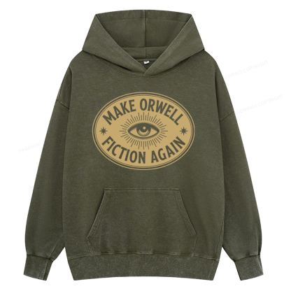 Pagewings Make Orwell Fiction Again Unisex Washed Hoodie